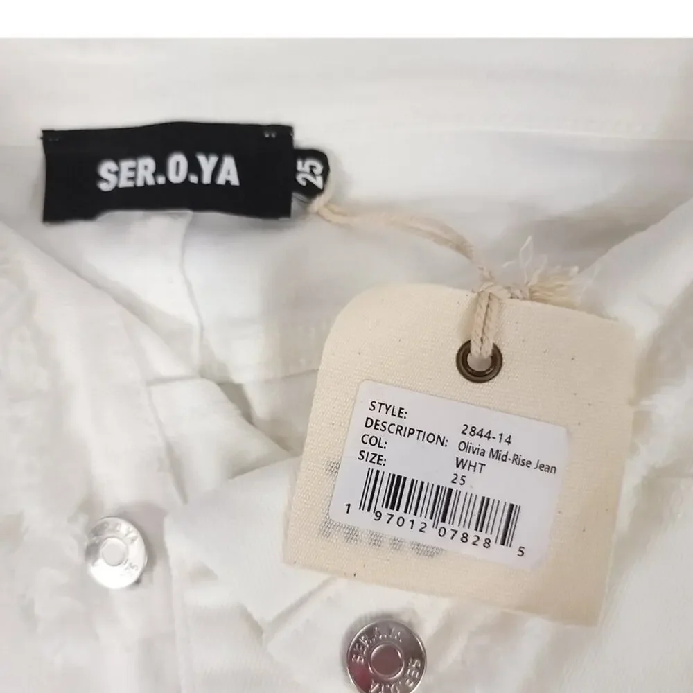 Ser.o.ya Olivia Mid Rise Flare Jeans White - Picture 12 of 15